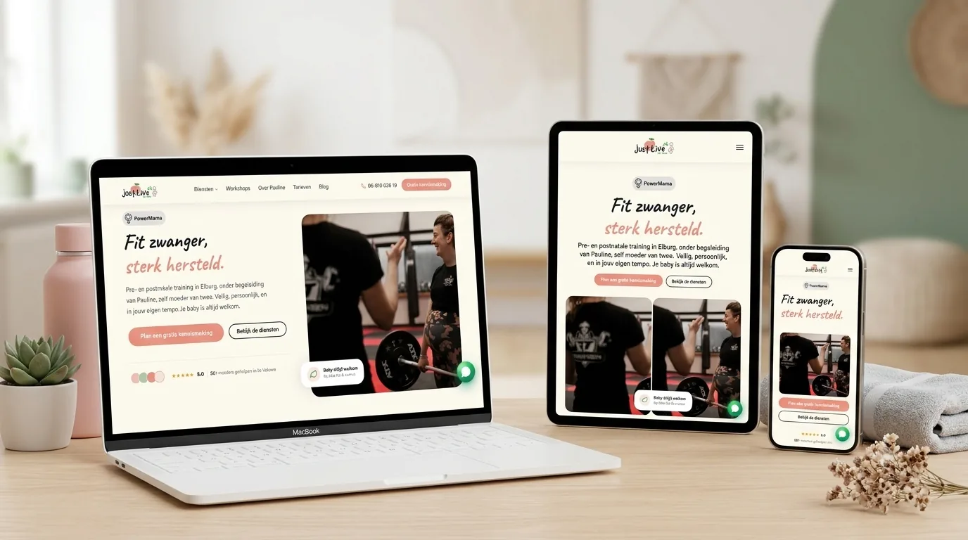 Website voor Just Live for Moms door Twee Graden