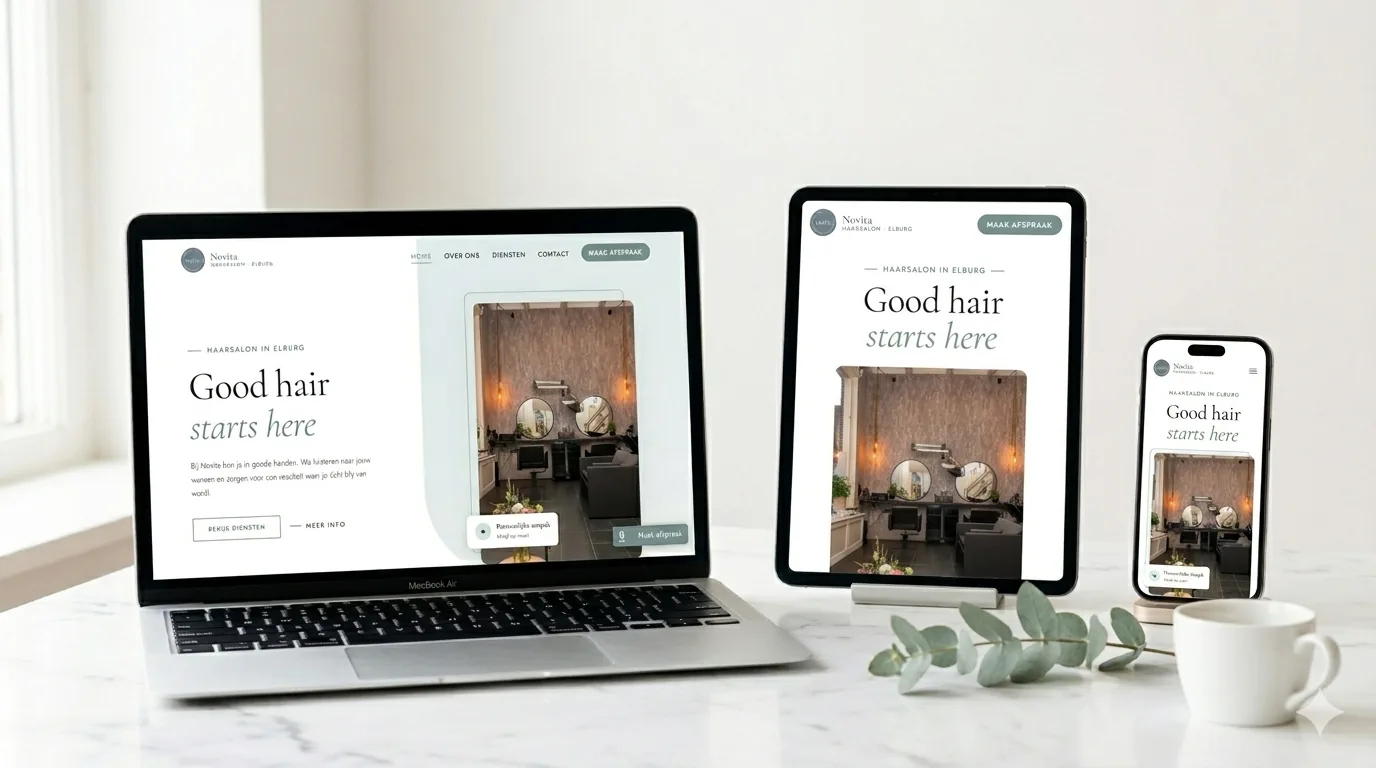 Website voor Haarsalon Novita door Twee Graden